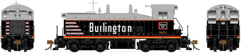 EMD-GMD SW1200 - LokSound and DCC -- Chicago, Burlington & Quincy 9273 (black, gray, red, yellow)