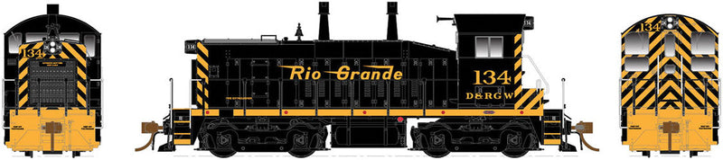 EMD-GMD SW1200 - LokSound and DCC -- Denver & Rio Grande Western #134 (black, Aspen Gold)
