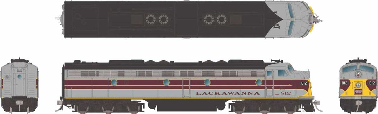 EMD E8A - Standard DC -- Delaware, Lackawanna & Western #813 (gray, maroon, yellow)