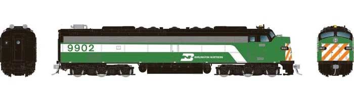 Rebuilt EMD E8A with Head-End Power HEP - Standard DC -- Burlington Northern #9924 (Commuter Scheme, silver, Cascade Green, red, whit