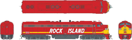 Modernized EMD E8A w/HEP - Standard DC -- Rock Island #662 (red, yellow, white, Billboard Lettering)