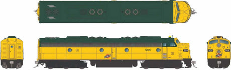 Modernized EMD E8A w/HEP - Standard DC -- Chicago & North Western #508 (Simplified, yellow, green)