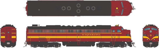 Modernized EMD E9A w/HEP - Standard DC -- New York, Susquehanna & Western #2400 (maroon, gold)