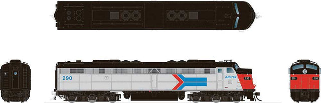 EMD E8A - Sound and DCC -- Amtrak #296 (Phase I; silver, red, blue, black; Arrow Logo)
