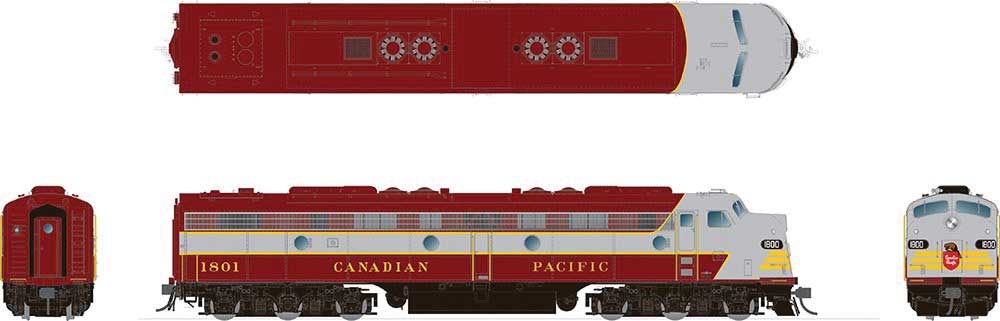 EMD E8A - Sound and DCC -- Canadian Pacific #1800 (maroon, gray, yellow; Block Lettering)