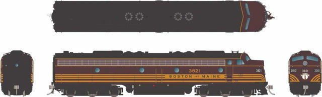 EMD E8A - Sound and DCC -- Boston & Maine #3821 (maroon, Harvest Gold)