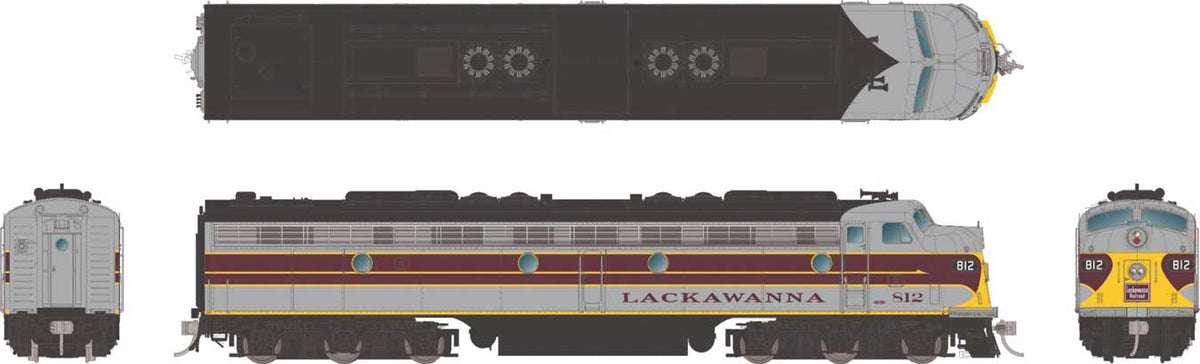 EMD E8A - Sound and DCC -- Delaware, Lackawanna & Western #819 (gray, maroon, yellow)