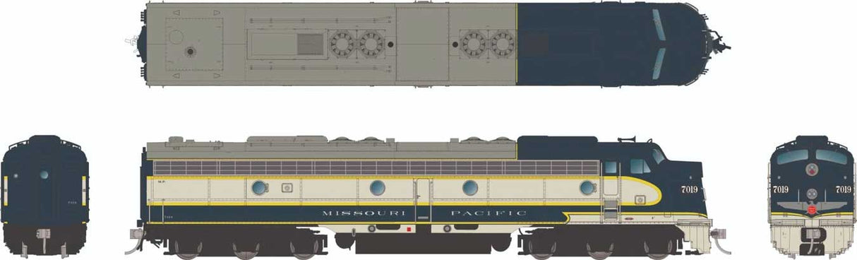 EMD E8A - Sound and DCC -- Missouri Pacific #7019 (Eagle Scheme, blue, gray)
