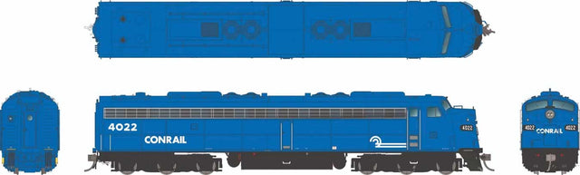 Modernized EMD E8A w/HEP - ESU LokSound and DCC -- Conrail #4022 (blue, white)