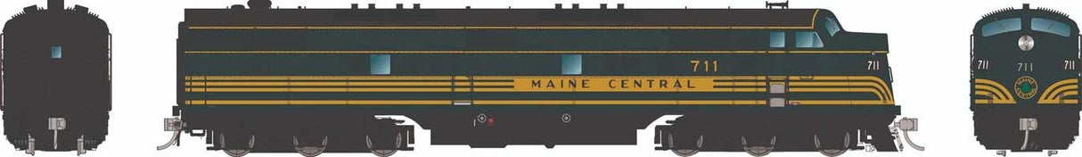 EMD E7A - Standard DC -- Maine Central #711 (green, Harvest Gold)