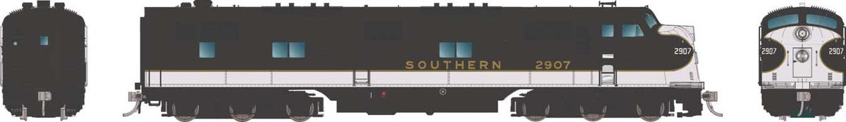 EMD E7A - Standard DC -- Southern Railway #2918 (black, imitation aluminum, gold)