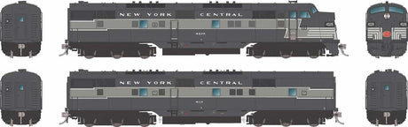 EMD E7A - E7B Set - Sound and DCC -- New York Central #4014, 4100 (Lightning Stripe, 2-Tone Gray)