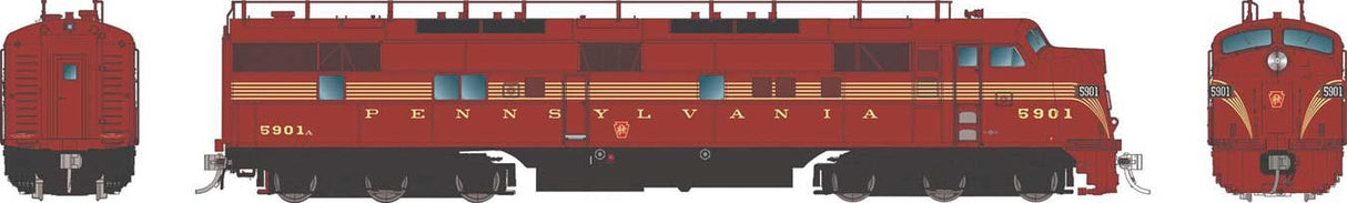 EMD E7A - Sound and DCC -- Pennsylvania Railroad #5901 (5-Stripe, Tuscan, gold)
