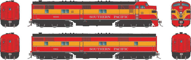 EMD E7A - E7B Set - Sound and DCC -- Southern Pacific #6001, 5901 (Daylight, red, orange, black)