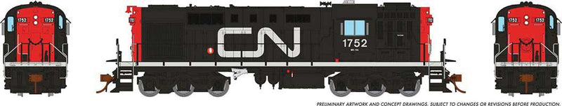 MLW-CN RSC-14 - LokSound and DCC -- Canadian National 1758 (black, red, white, Noodle Logo)