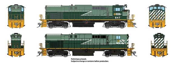 Montreal Locomotive Works MLW M420 - M420B Set - Standard DC -- British Columbia Railway #642, 686 (Lightning Stripe, green, Dogwood Logo)