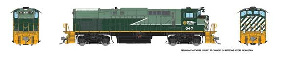 Montreal Locomotive Works MLW M420 - Standard DC -- British Columbia Railway #643 (Lightning Stripe, green, Dogwood Logo)