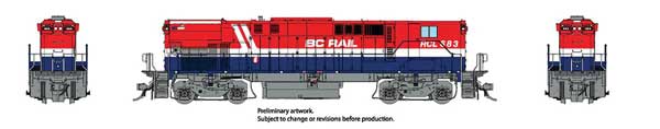 Montreal Locomotive Works MLW M420B - M420B Set - Standard DC -- British Columbia Railway #RCL683, RCL685 (Hockey Stick; red, white, blue)