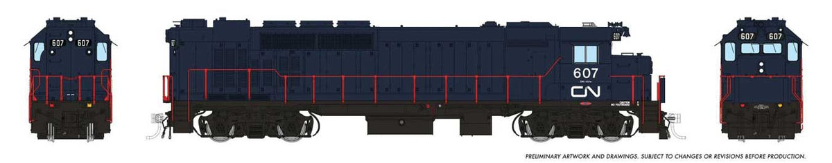 GP40TC - Standard DC -- Canadian National #607 (Early dark blue)
