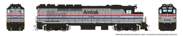 GP40TC - Standard DC -- Amtrak #198 (Phase 3, silver, red, white, blue)