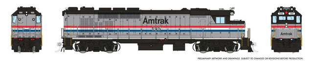 GP40TC - Sound and DCC -- Amtrak #195 (Phase 3, silver, red, white, blue)