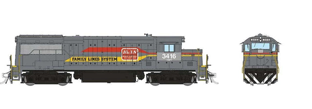 GE U25B Low Hood - Standard DC -- CSX #3416 (Ex-Family Lines, gray, yellow, red)
