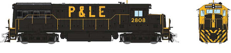 GE U28B Low Hood - Standard DC -- Pittsburgh & Lake Erie #2808 (black, yellow cab front & nose stripe)