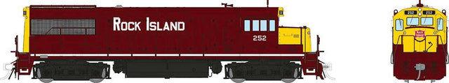 GE U28B Low Hood - Standard DC -- Rock Island #252 (maroon, yellow)