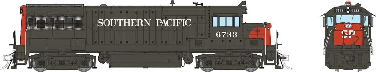 GE U25B Low Hood - Standard DC -- Southern Pacific #6733 (gray, red)