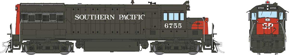 GE U25B Low Hood - Standard DC -- Southern Pacific #6755 (gray, red)