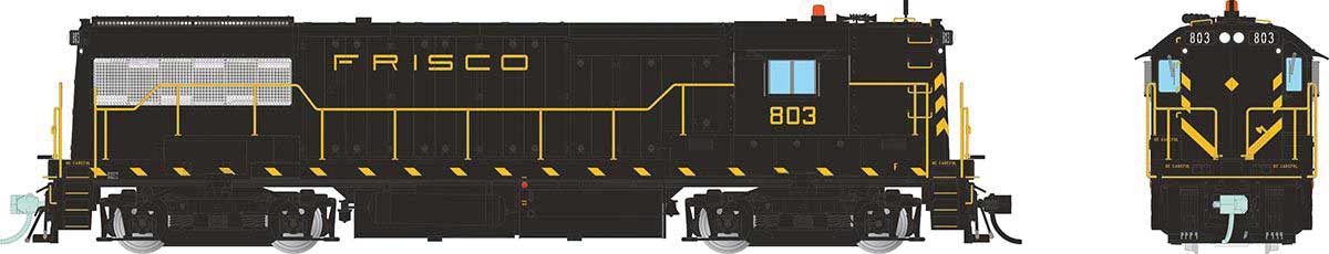 GE U25B High Hood - Standard DC -- St. Louis-San Francisco #803 (As-Delivered, black, yellow, Frisco Lettering)