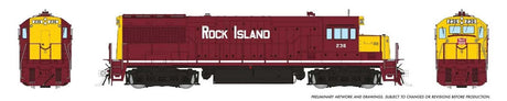 GE U25B Low Hood - Standard DC -- Rock Island #236 (maroon, yellow, No Rock Lights)
