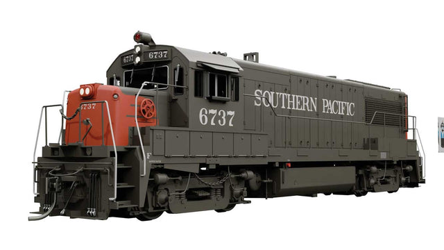 GE U25B Low Hood - Standard DC -- Southern Pacific #6737 (gray, red, No Nose Logo)-1
