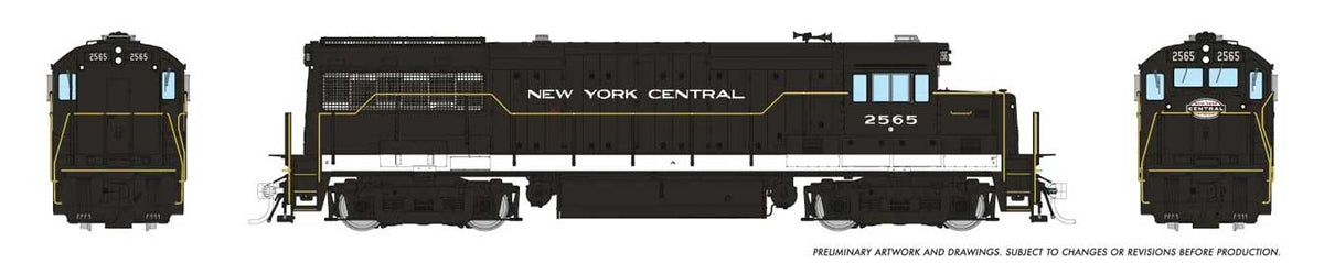 GE U25B Low Hood - Standard DC -- New York Central #2565 (black, white, Cigar Band Logo)-2