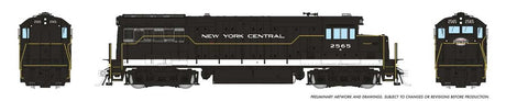 GE U25B Low Hood - Standard DC -- New York Central #2565 (black, white, Cigar Band Logo)-2