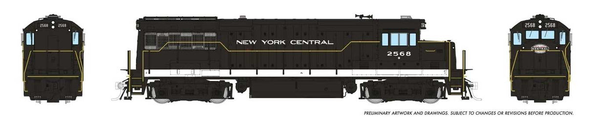 GE U25B Low Hood - Standard DC -- New York Central #2568 (black, white, Cigar Band Logo)