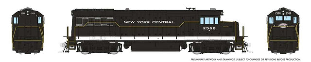 GE U25B Low Hood - Standard DC -- New York Central #2568 (black, white, Cigar Band Logo)