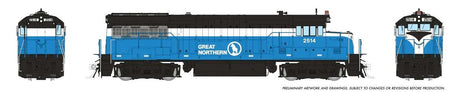 GE U25B Low Hood - Standard DC -- Great Northern #2514 (Big Sky Blue, white, gray)-2