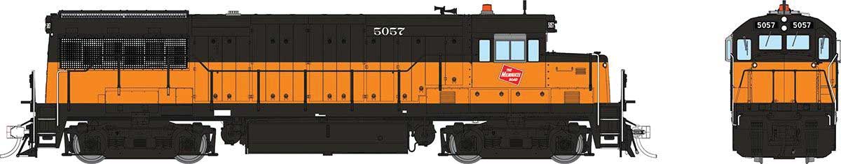 GE U25B Low Hood - Sound and DCC -- Milwaukee Road #5057 (orange, black, TMR Logo)