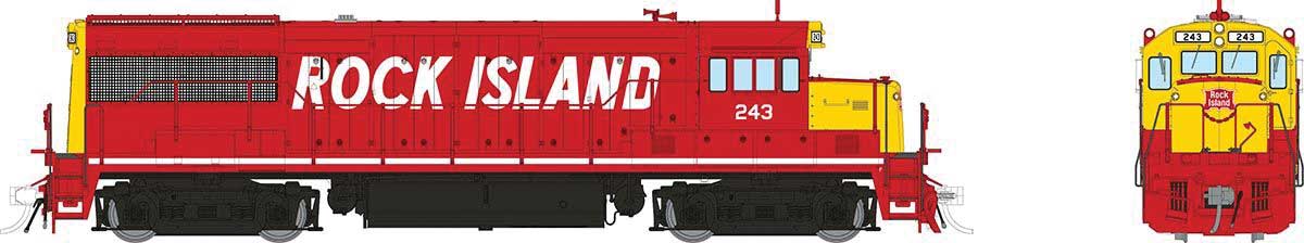 GE U25B Low Hood - Sound and DCC -- Rock Island #243 (red, yellow, billboard white lettering)