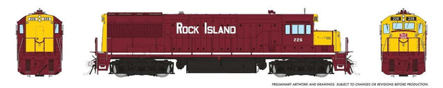 GE U25B Low Hood - Standard DC -- Rock Island #226 (maroon, yellow, No Rock Lights)