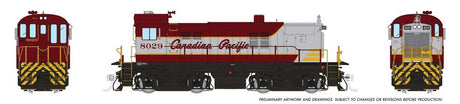 MLW RS23 - Standard DC -- Canadian Pacific #8029 (maroon, gray, yellow, Script Lettering)