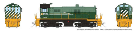 MLW S13 - Sound and DCC -- BC Rail #1002 (Lightning Stripe, green, white, yellow)