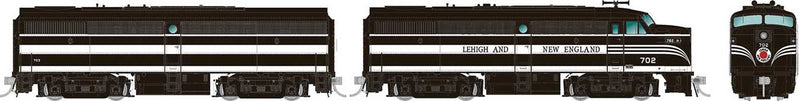 Alco FA1-FB1 Set - Standard DC -- Lehigh & New England 702, 753 (black, white, red)