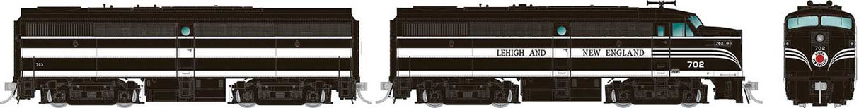 Alco FA1-FB1 Set - Standard DC -- Lehigh & New England 707, 751 (black, white, red)