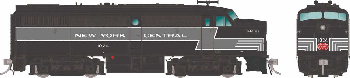 Alco FA1 - Standard DC -- New York Central #1002 (Lightning Stripe, black, gray)
