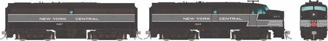 Alco FA1-FB1 Set - Standard DC -- New York Central #1029, 2304 (Lightning Stripe, black, gray)