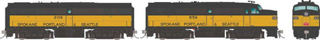Alco FA1-FB1 Set - Standard DC -- Spokane, Portland & Seattle #856, 206 (yellow, Pullman Green)