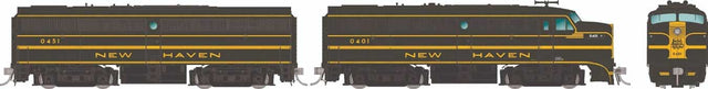 Alco FA1-FB1 Set - Sound and DCC -- New Haven #0424, 0455 (green, yellow, Script Logo)