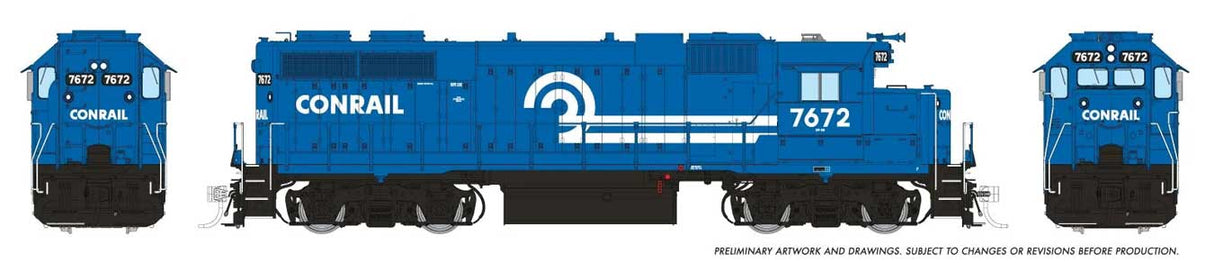 EMD GP38 Low Nose w/Extended Cab - Standard DC -- Conrail #7674 (blue, white)